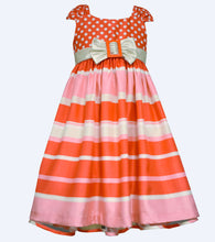 Bonnie Jean Dot to Stripe Shantung Party Dress