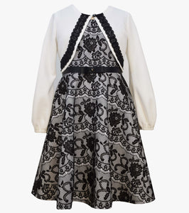 Bonnie Jean Bonded Lace Fit & Flare dress with cardigan