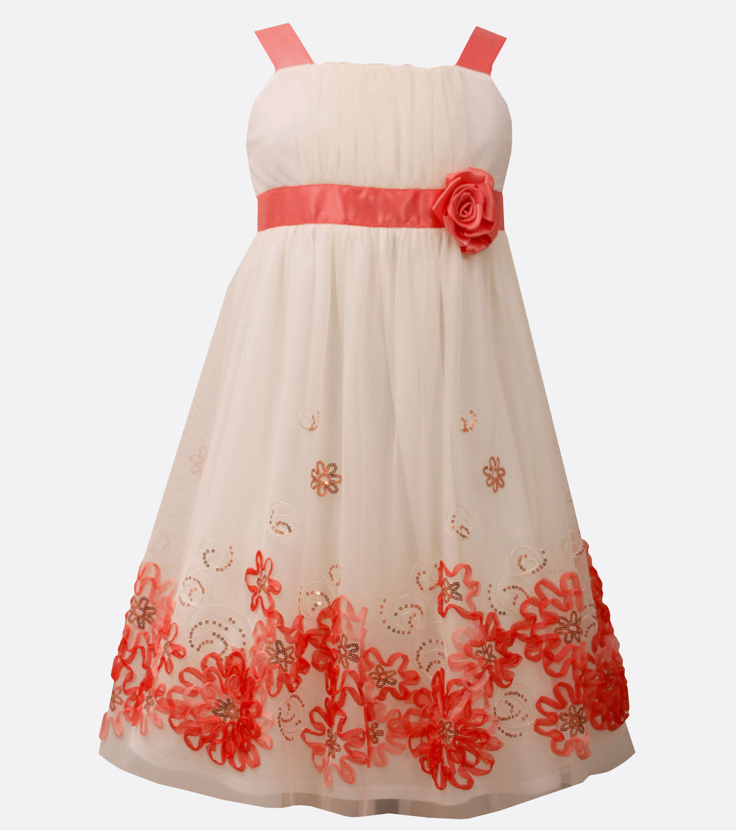 Bonnie Jean coral bonaz border party dress