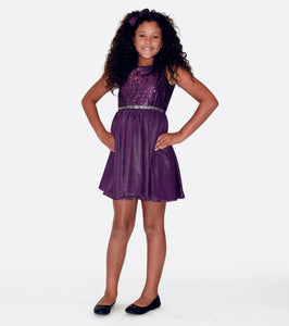 Bonnie Jean purple sequin and shimmer dress