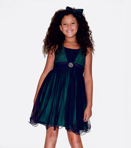 Bonnie Jean navy blue and green party dress