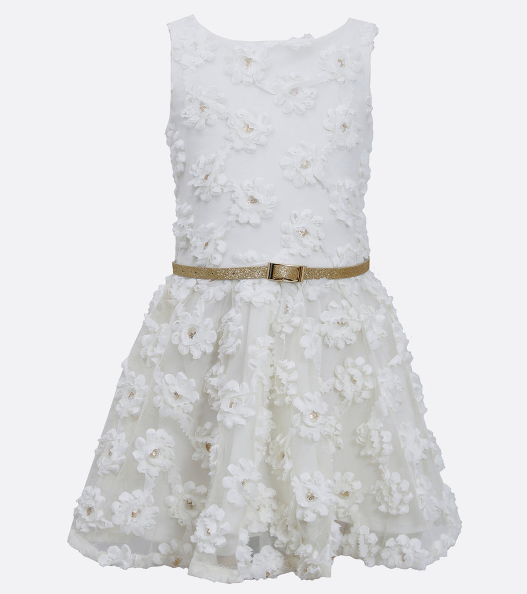 Bonnie Jean ivory and gold daisy dress