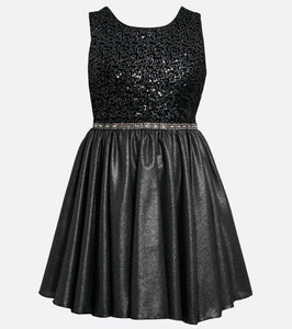 Bonnie jean black sequin and shimmer dress