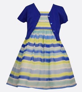 Bonnie Jean watercolor stripe dress and cardigan set