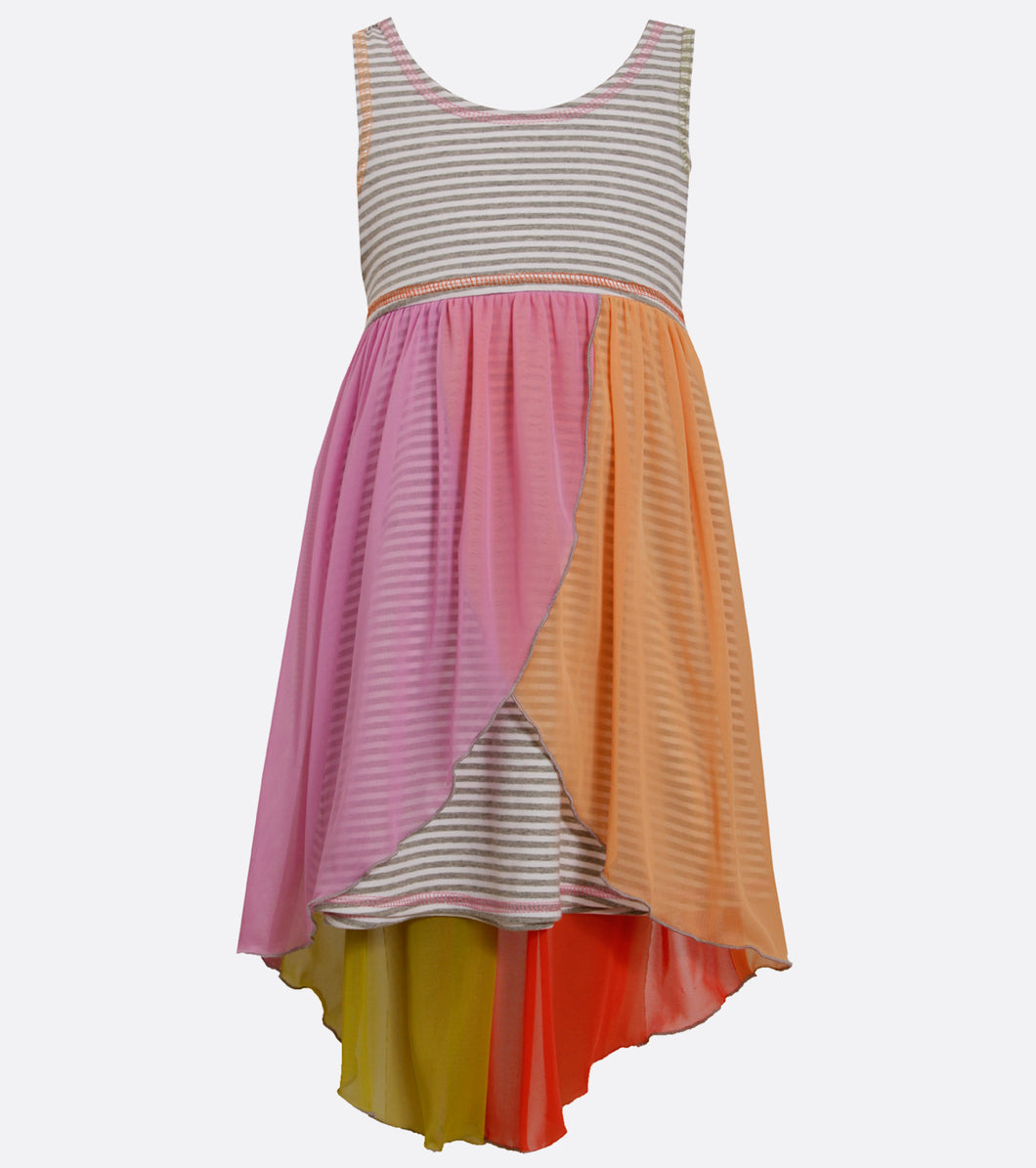 Bonnie Jean knit and chiffon hi low dress