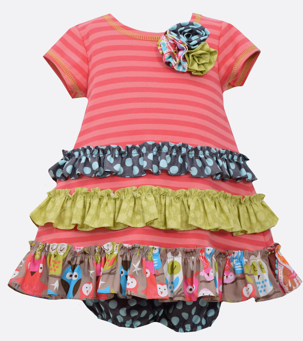 Bonnie Jean mixed print ruffle dress