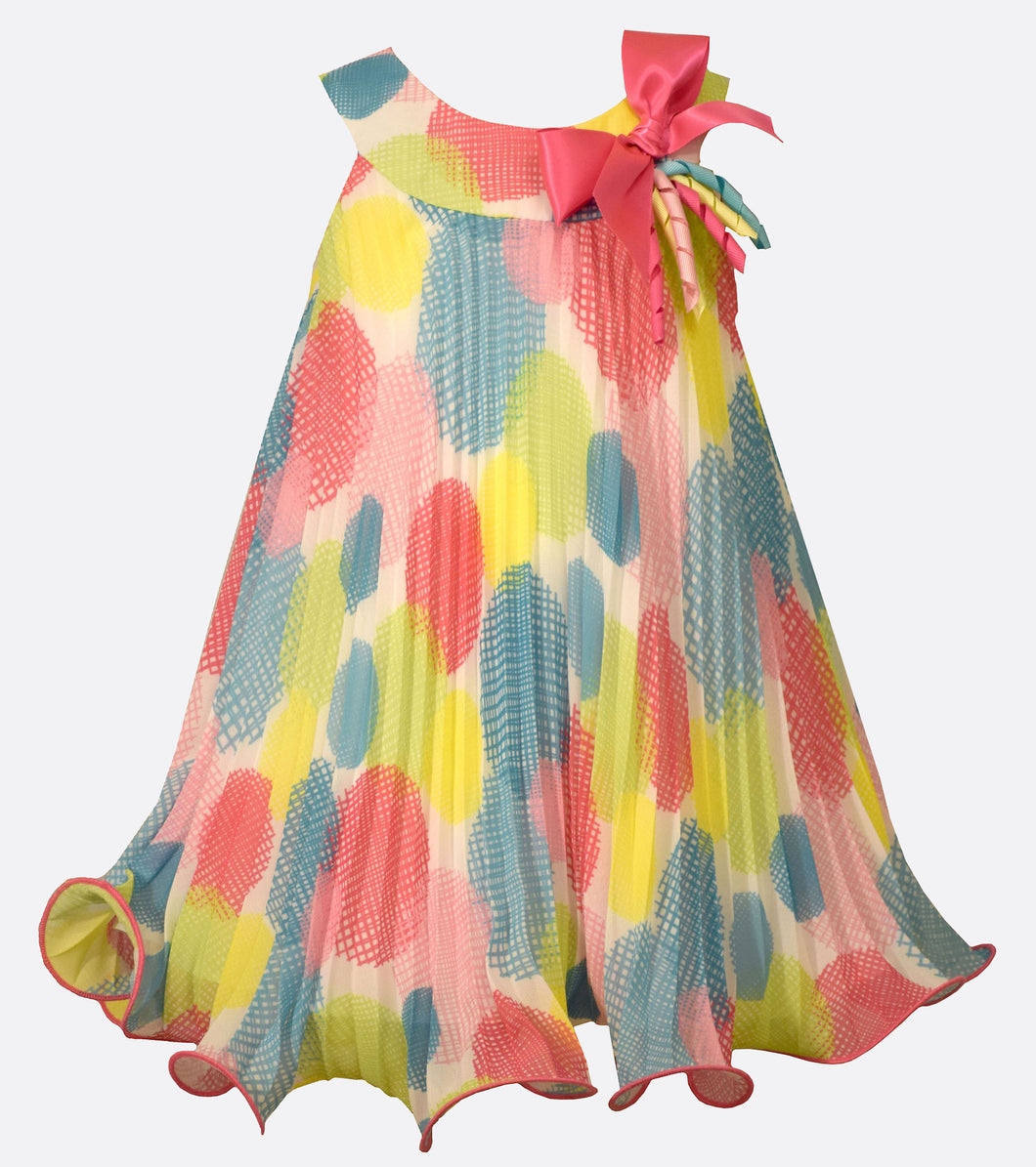 Bonnie Jean Multi Dot Pleated Trapeze Dress