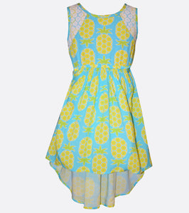 Bonnie Jean Pineapple Print Hi-Low Dress 