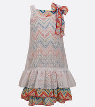 Bonnie Jean colored chevron stripe dress with lace overlay