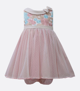 Bonnie Jean Blush Mesh Garden Party Dress with panty 