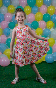 Bonnie Jean Textured Floral Print Dress with Polka Dot Bow Back