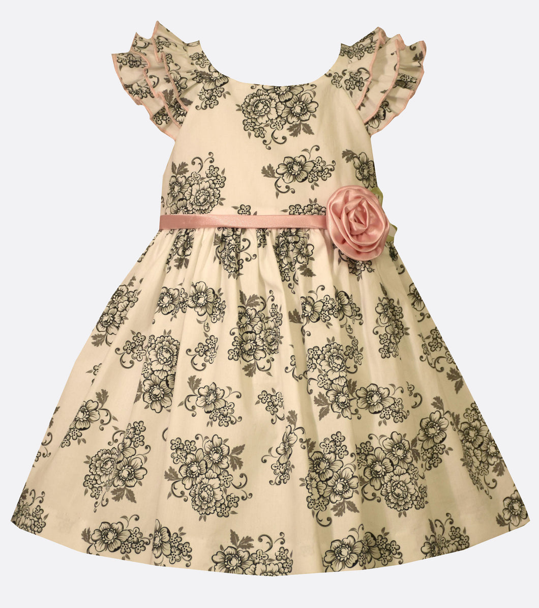 Bonnie Jean Toile Floral Print Poplin Dress