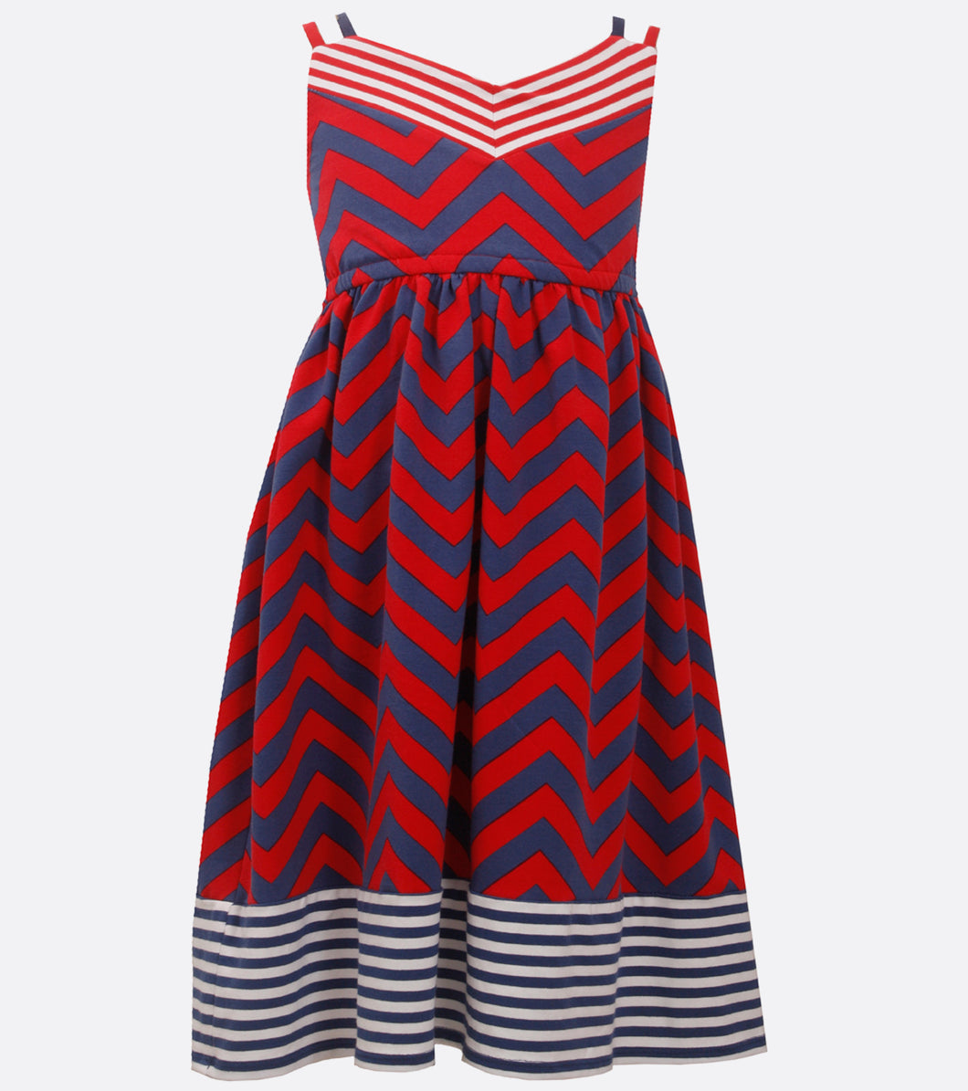 Bonnie Jean red white and blue stripe dress