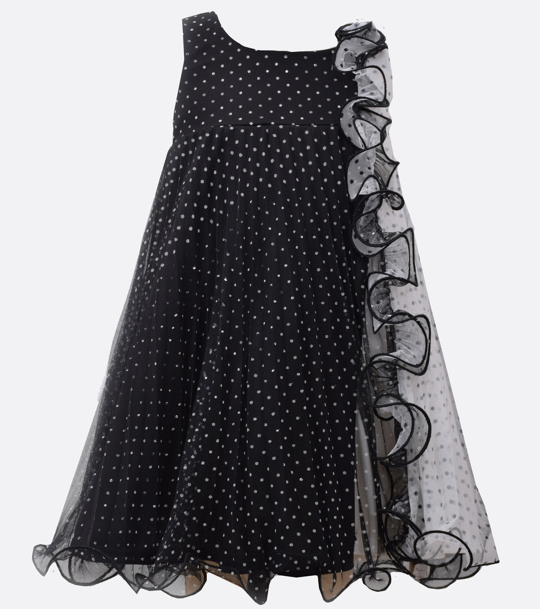 Bonnie Jean black and white polka dot dress