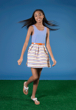 Bonnie jean knit stripe top to zigzag elastic band skirt 