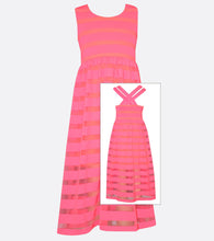 Bonnie Jean Striped Scuba Mesh Maxi Dress 