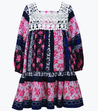 Bonnie Jean girls mixed print and lace dress