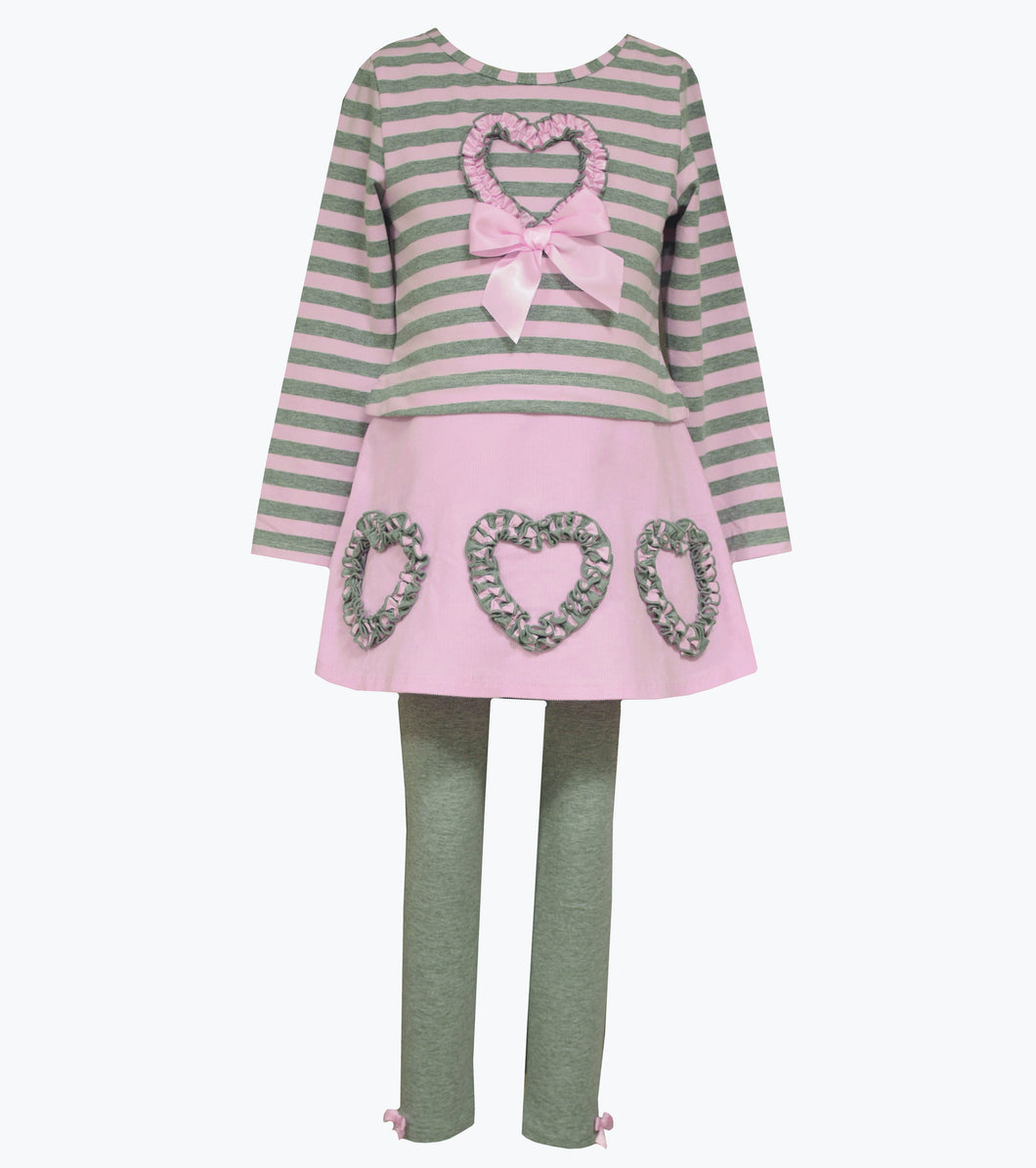 Bonnie Jean stripes and hearts corduroy legging set