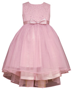 Bonnie Jean pink jacquard and tulle party dress