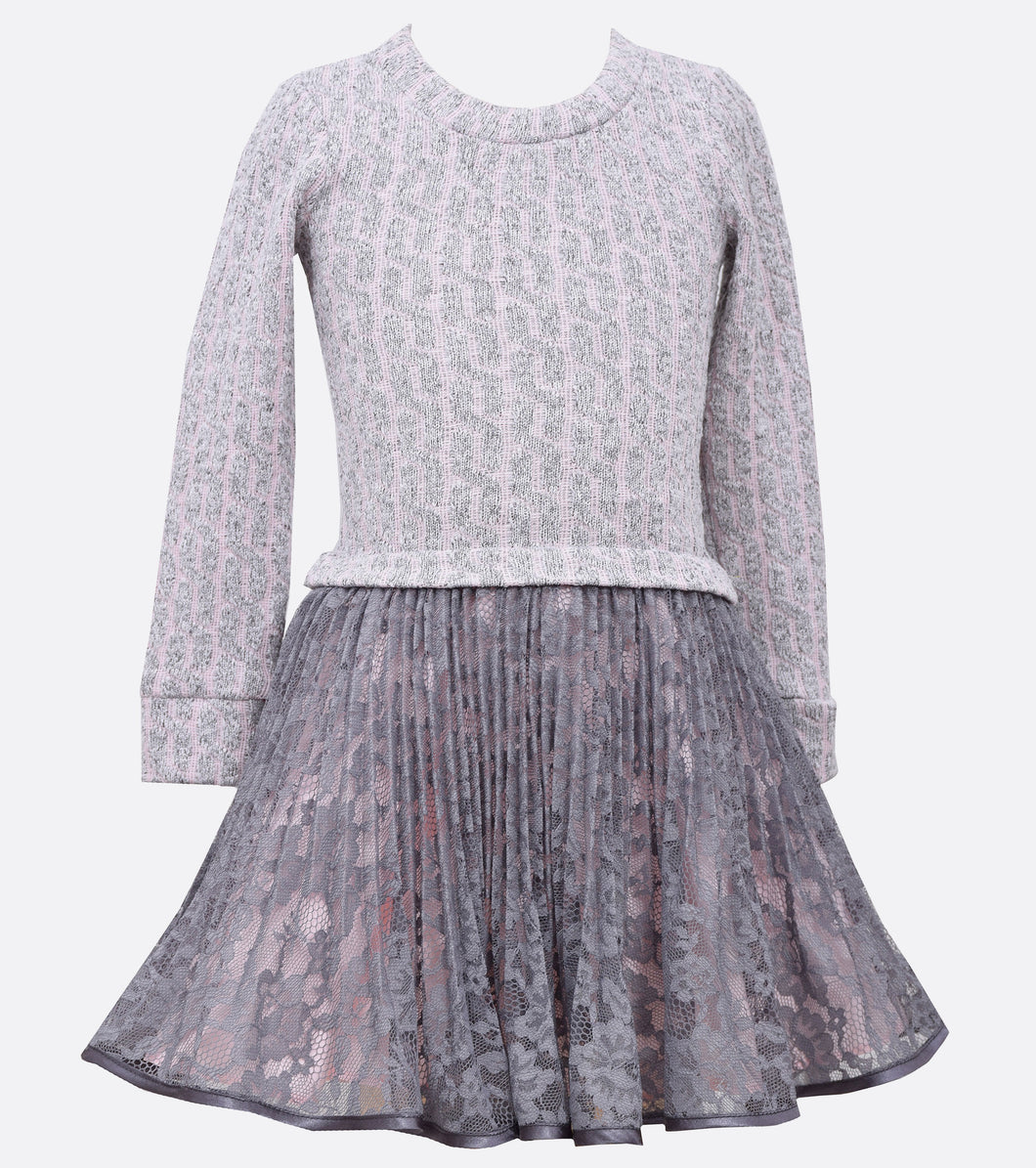 Bonnie Jean plus size lace dress with knit sweater 